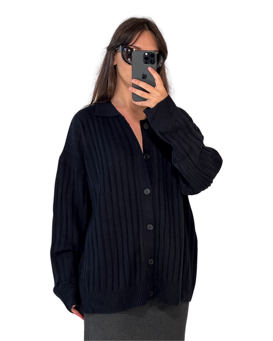 HEAVY RIBBED CARDIGAN